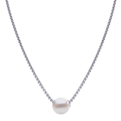 Sterling Silver Tahitian Pearl Solitaire Necklace