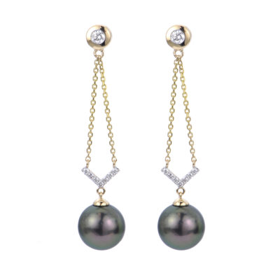14KT Yellow Gold Tahitian Pearl Earring