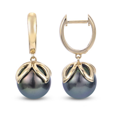 14KT Yellow Gold Tahitian Pearl Earring
