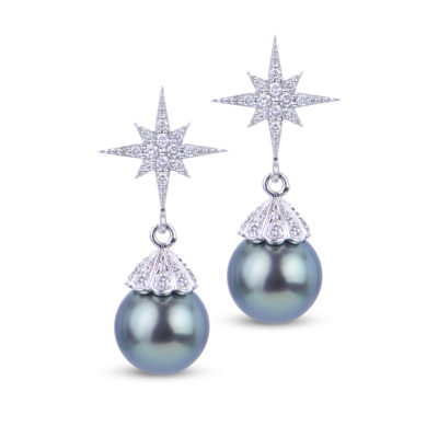 14KT White Gold Tahitian Pearl Earring