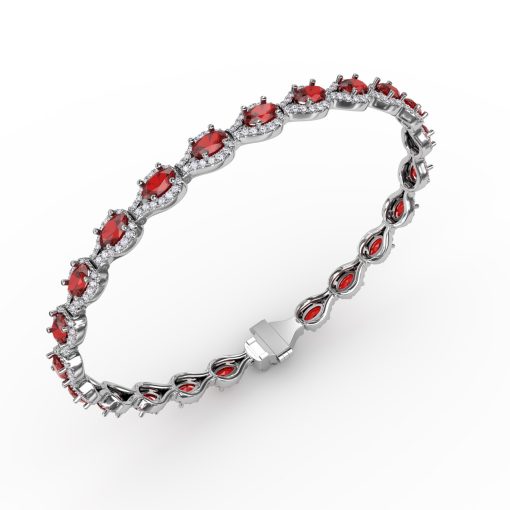 Pear-Shaped Diamond & Ruby Bracelet - Image 2