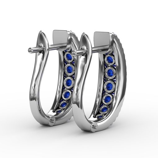 Channel Set Sapphire Fashion Hoops - Image 3