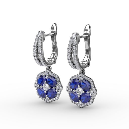 Steal The Spotlight Sapphire and Diamond Cluster Drop Earrings - Image 2