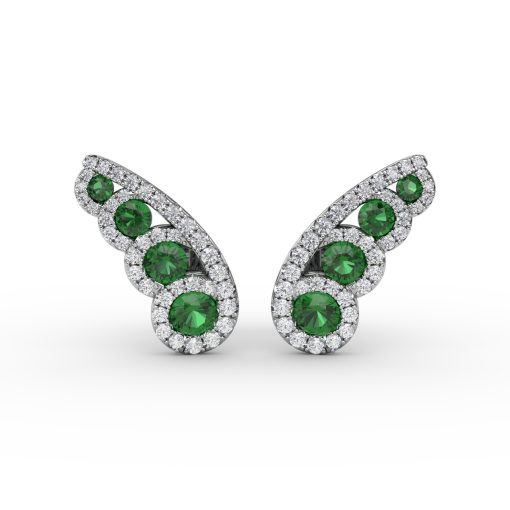 Butterfly Wing Emerald and Diamond Studs
