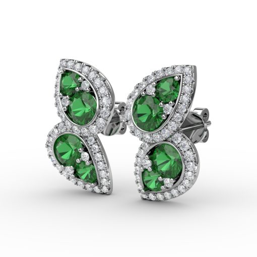 Teardrop Emerald and Diamond Earrings - Image 2