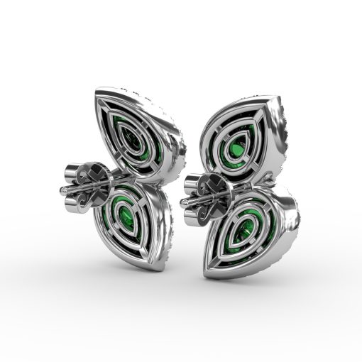 Teardrop Emerald and Diamond Earrings - Image 3