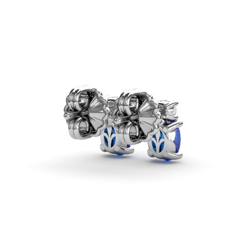 Oval Sapphire and Diamond Stud Earrings - Image 3