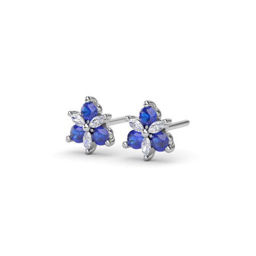 Trio Stud Sapphire and Diamond Earrings - Image 2