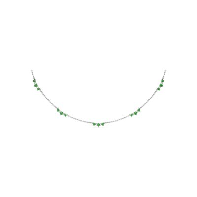 Five Stone Emerald and Diamond Station Necklace