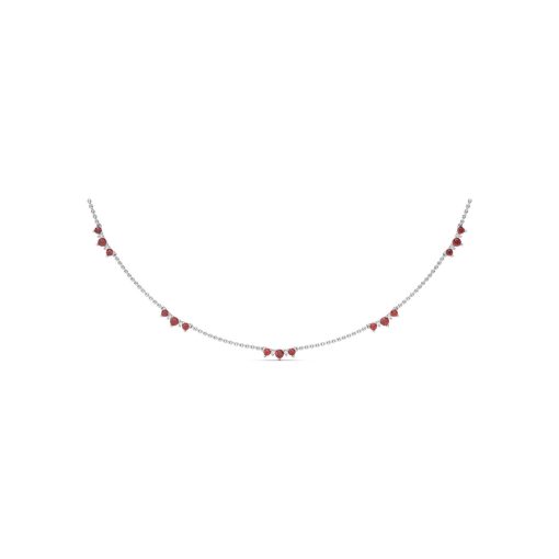 Five Stone Ruby and Diamond Station Necklace