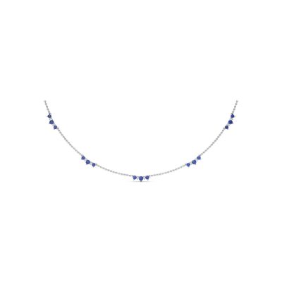 Five Stone Sapphire and Diamond Station Necklace