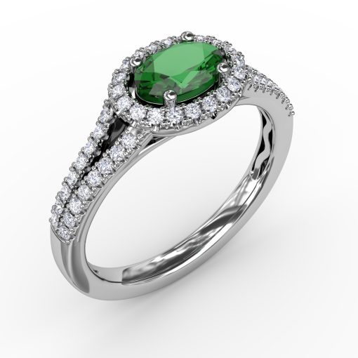 Halo Emerald and Diamond Ring - Image 2