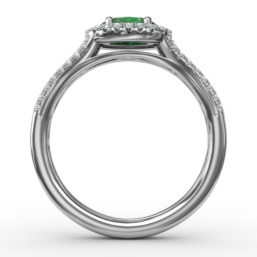 Halo Emerald and Diamond Ring - Image 3
