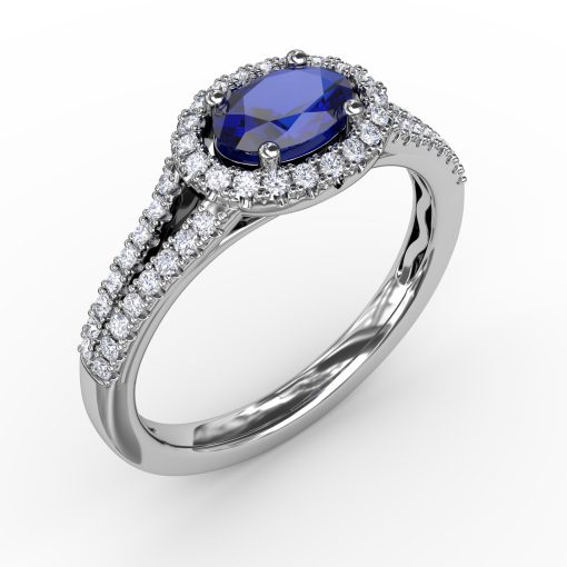 Halo Sapphire and Diamond Ring - Image 2