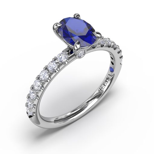 Striking Solitaire Sapphire And Diamond Ring - Image 2