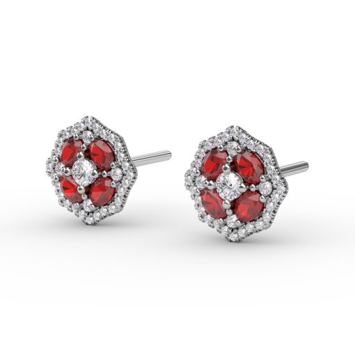 Striking Ruby and Diamond Stud Earrings - Image 2