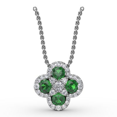 Flower Emerald and Diamond Pendant