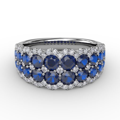 Get Sentimental Sapphire and Diamond Double Row Ring