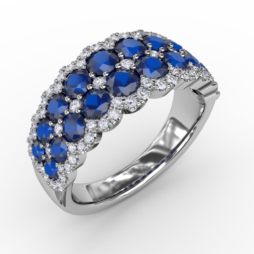 Get Sentimental Sapphire and Diamond Double Row Ring - Image 2