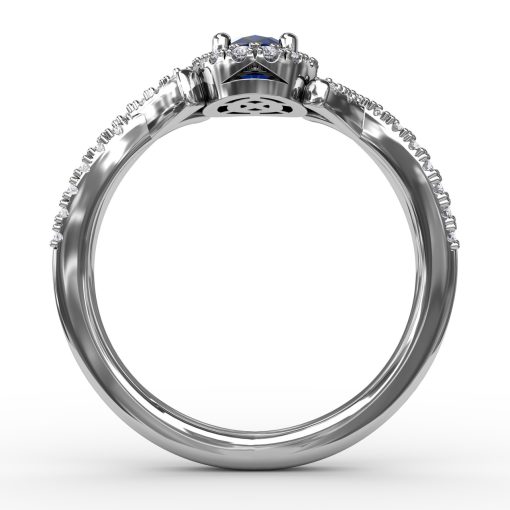 Swirls of Love Sapphire and Diamond Twist Ring - Image 3