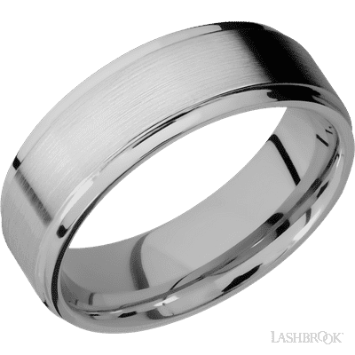 7 mm wide Flat Grooved Edges Titanium band.