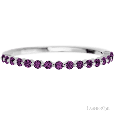 10K White Gold band with 15 Round Purple Diamond having TCW-.22