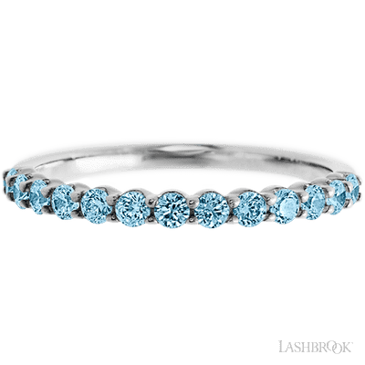 10K White Gold band with 13 Round Aqua Diamond having TCW-.39