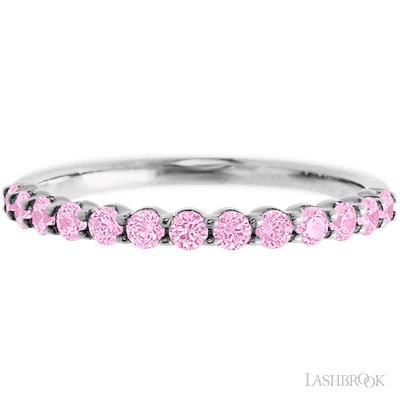 10K White Gold band with 13 Round Light Pink Sapphire having TCW-.39