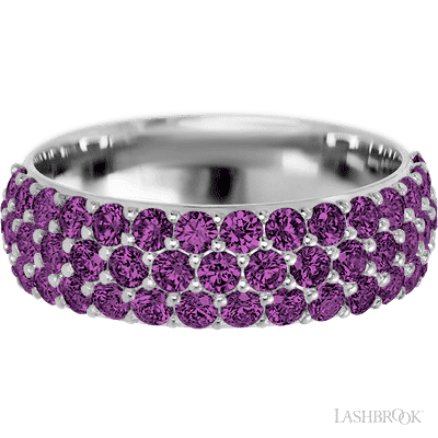 10K White Gold band with 46 Round Purple Diamond having TCW-1.38