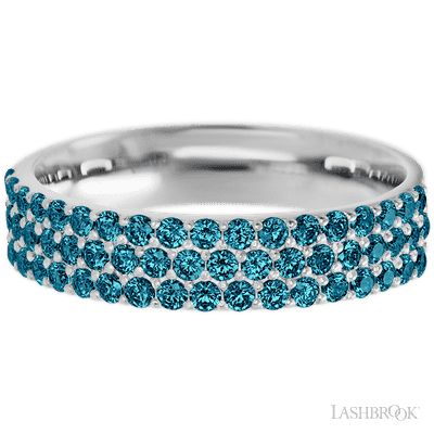 10K White Gold band with 55 Round Ocean Blue Diamond having TCW-.82