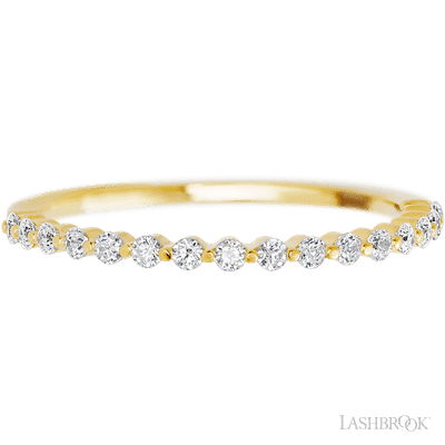 10K Yellow Gold band with 15 Round Lab Grown Diamond having TCW-.22