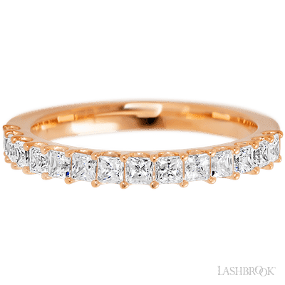 14K Rose Gold band with 15 Princess Lab Grown Diamond having TCW-.9