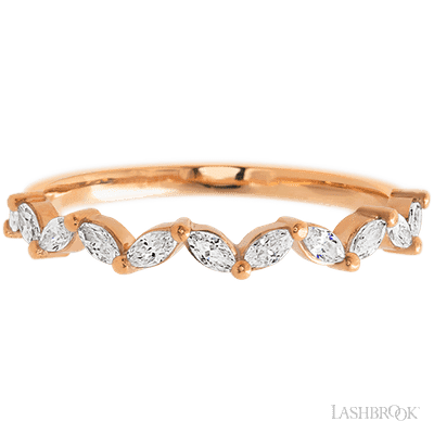 14K Rose Gold band with 11 Marquise Lab Grown Diamond having TCW-.33