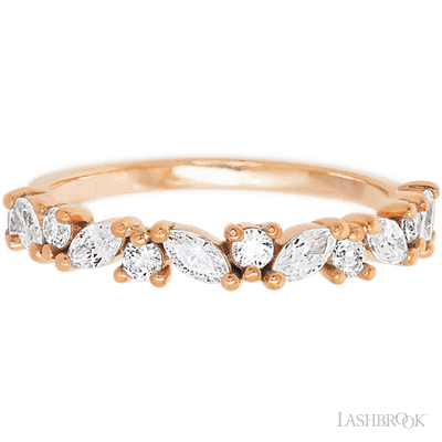 14K Rose Gold band with 7 Round and 6 Marquise Lab Grown Diamond having TCW-.81