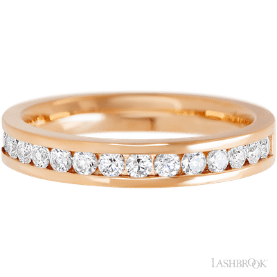 14K Rose Gold band with 15 Round Lab Grown Diamond having TCW-.45