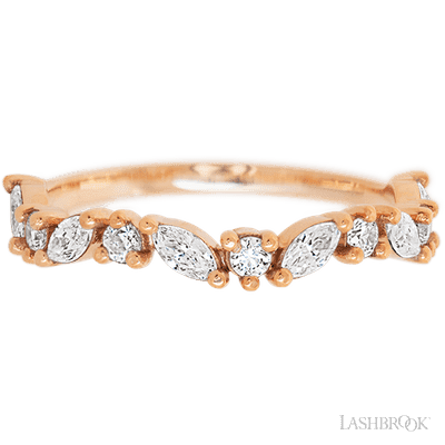 14K Rose Gold band with 6 Round and 5 Marquise Lab Grown Diamond having TCW-.68