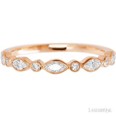 14K Rose Gold band with 4 Round and 5 Marquise Lab Grown Diamond having TCW-.56