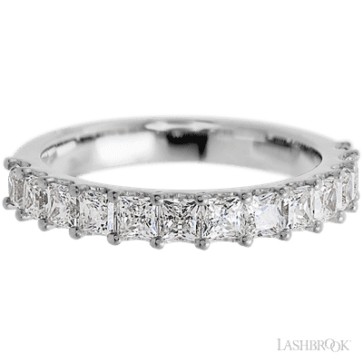 14K White Gold band with 13 Princess Lab Grown Diamond having TCW-1.3