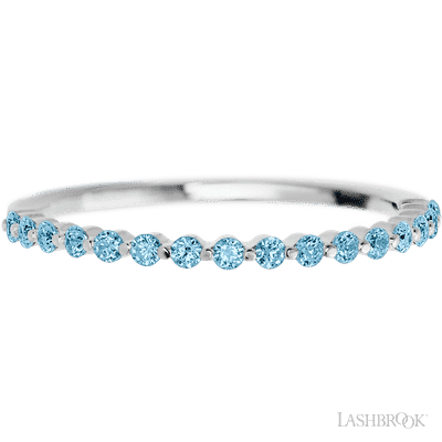14K White Gold band with 15 Round Aqua Diamond having TCW-.22