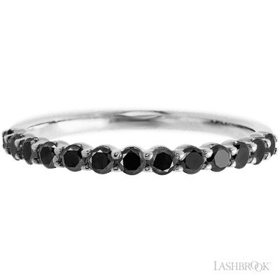 14K White Gold band with 13 Round Black Diamond having TCW-.39