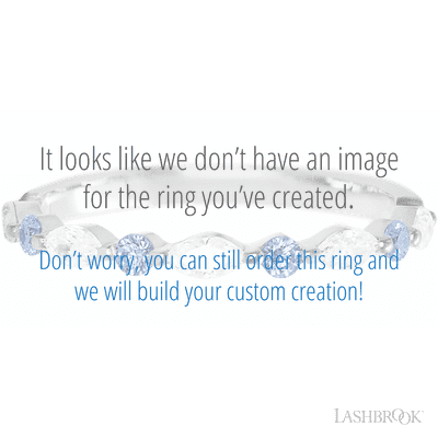 14K White Gold band with alternating 4 Round Denim Sapphire and 5 Marquise Lab Grown Diamond having TCW-.47