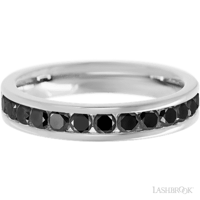 14K White Gold band with 13 Round Black Diamond having TCW-.65