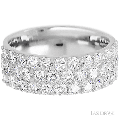 14K White Gold band with 37 Round Lab Grown Diamond having TCW-1.85