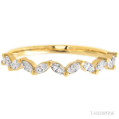 14K Yellow Gold band with 11 Marquise Lab Grown Diamond having TCW-.33