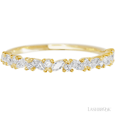 14K Yellow Gold band with 9 Round and 8 Marquise Lab Grown Diamond having TCW-.38