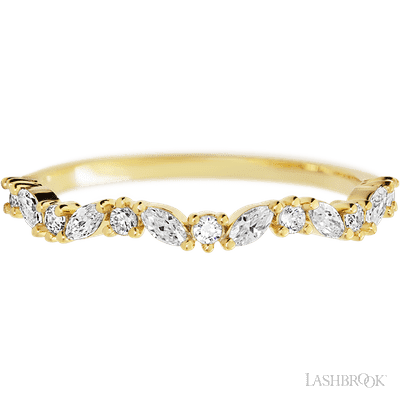14K Yellow Gold band with 8 Round and 7 Marquise Lab Grown Diamond having TCW-.33