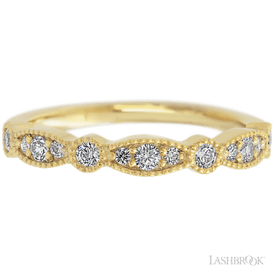 14K Yellow Gold band with alternating 7 Round Lab Grown Diamond and 6 Round Lab Grown Diamond having TCW-.27
