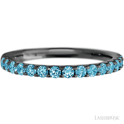 Zirconium band with 15 Round Lab Blue Diamond having TCW-.45
