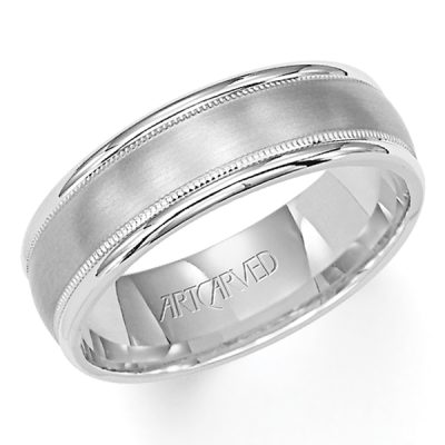 11-WV5010Y8-G.00 - ARTCARVED - Comfort Fit wedding band with brushed finish, milgrain and rolled edges