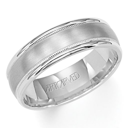 11-WV5010Y8-G.00 - ARTCARVED - Comfort Fit wedding band with brushed finish, milgrain and rolled edges
